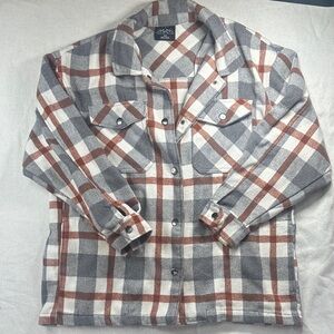 HFX Plaid Gray and Brown Plaid Wool Blend Shirt